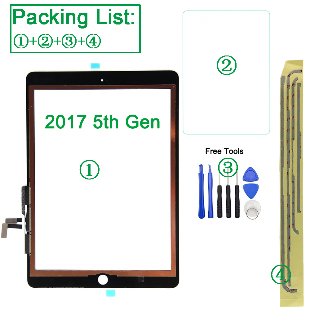 Touch Screen For Apple iPad 5 5th Generation A1822 A1823 LCD Display Outer Glass Digitizer Sensor Replacement