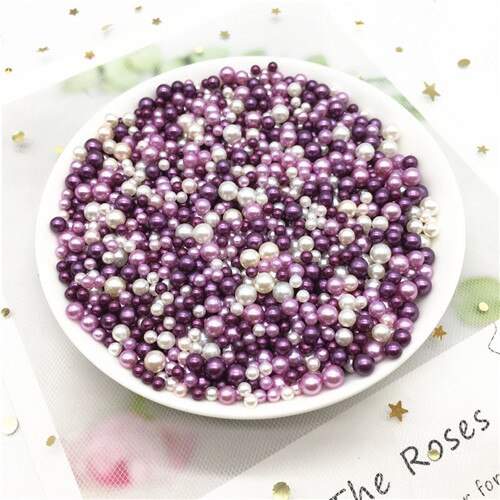 Perles en Imitation acrylique pour artisanat, mélange de 3/4/5mm, sans trou, perles d'art de fabrication de bijoux, matériel artisanal, 10g: Mix purple