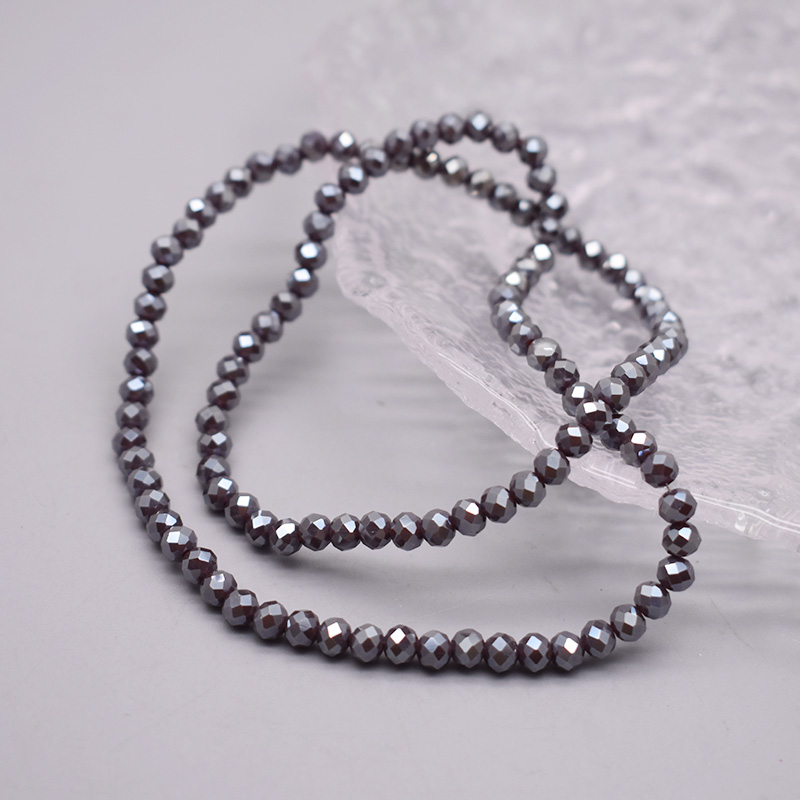 Shiny Color 4mm Rondelle Crystal Glass Beads Faceted Loose Spacer Glass Beads for Jewelry Making DIY Bracelet: Navy Blue