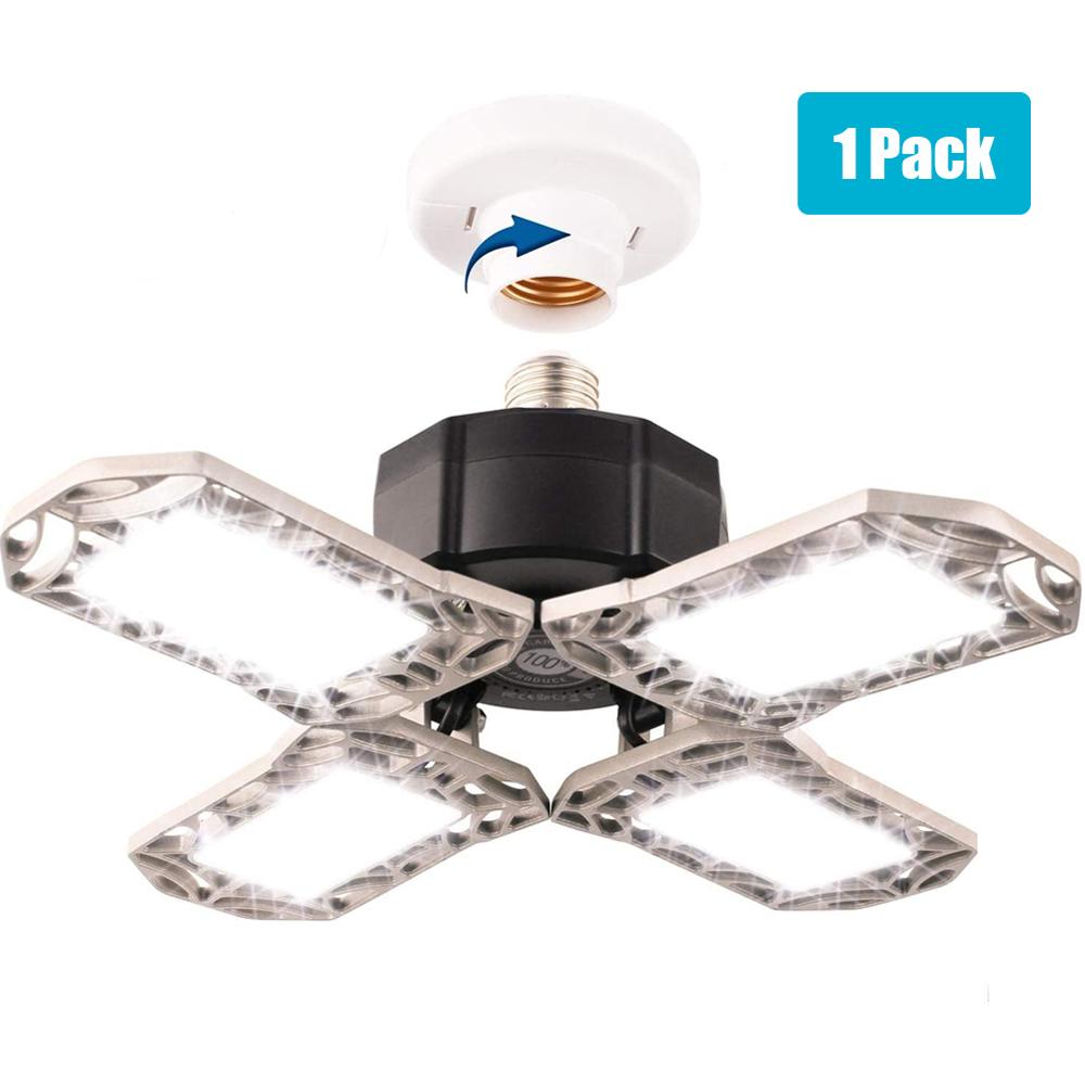 NICLUX Garage Lamp LED Garage Light 4 Leaf Workshop Lamp E27 Light Bulb For Garage Lighting Warehouse Factory Industrial Light: 1 pack 60W