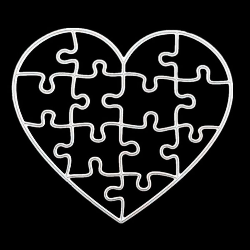 Puzzle de la saint-valentin, matrices de découpe en métal, pochoir, bricolage, Scrapbooking, Album, carte de timbre en papier, gaufrage, décor artisanal 95AA