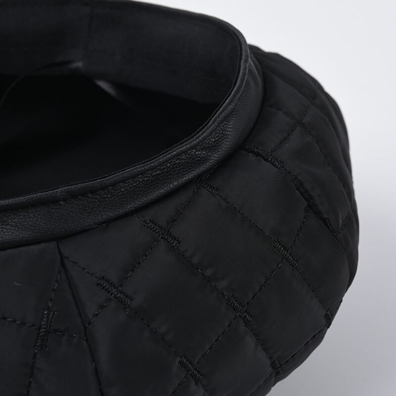 Women Black Plaid Beret Oversized Berets Female Japanese Warm Big Pumpkin Hat B070
