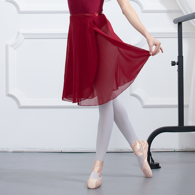 Ballet Skirt Women Adult Long Wrap Chiffon Skirt Ballet Tutu Skate Skirt Lace up Ballerina юбка Dance Wear: Red