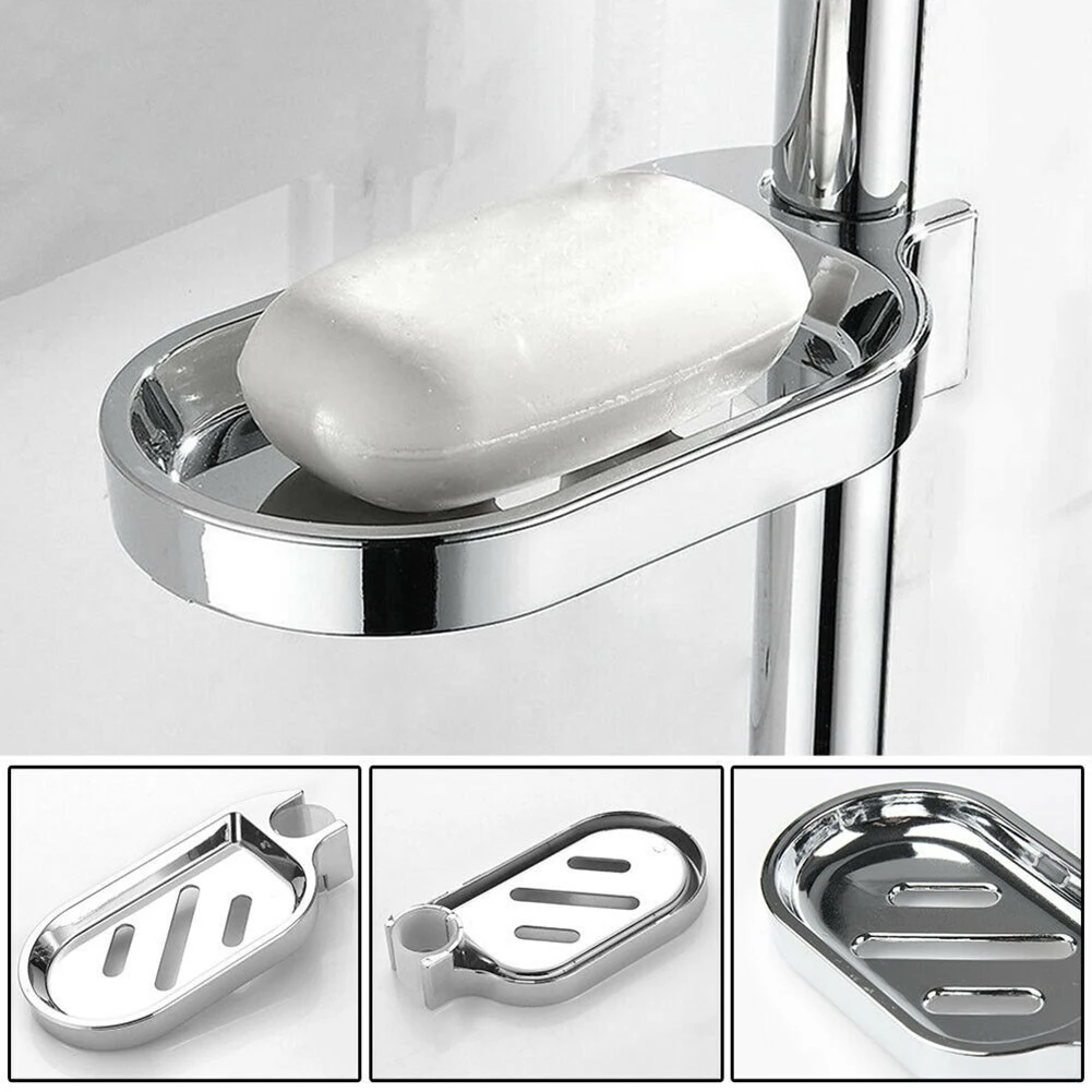 Rail de douche en plastique de 25mm, boîte à porte-savon, palette de savon, tige de douche, barre coulissante ABS chromé pour barre coulissante, plateau de salle de bains: WHITE