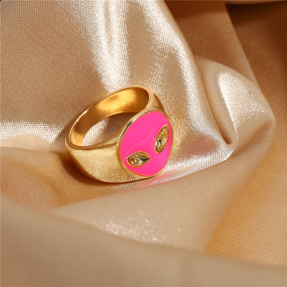 Alien ring cute rings for women female punk style jewelry hip hop jewellry
