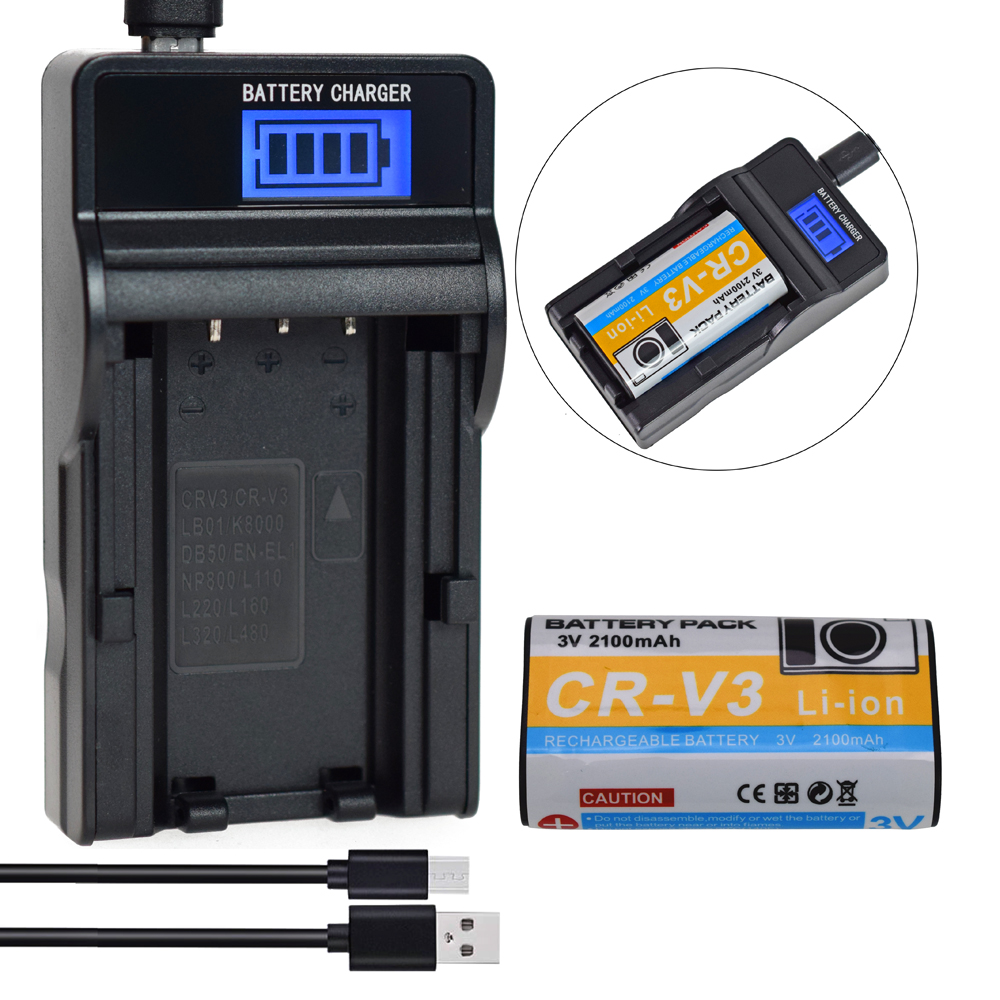 Batterie CR-V3 CR V3 CRV3 + chargeur LCD pour Kodak Z710, Z740, Z885, Z1275, CR-V3P, CRV3L: YELLOW