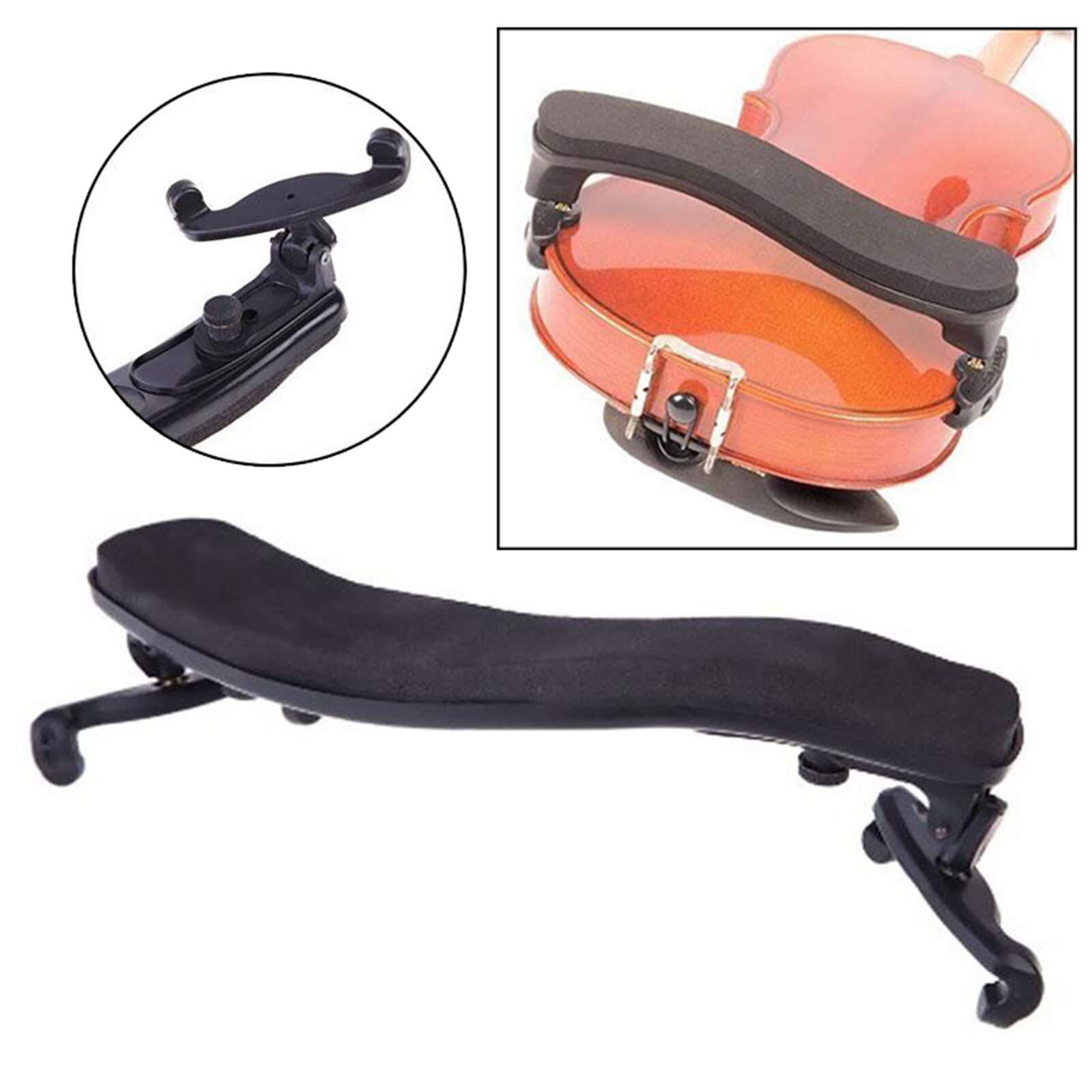 Violin Shoulder Rest with Foam Pad Fits for 1/2 4/4 Size Violin, Easy to Install