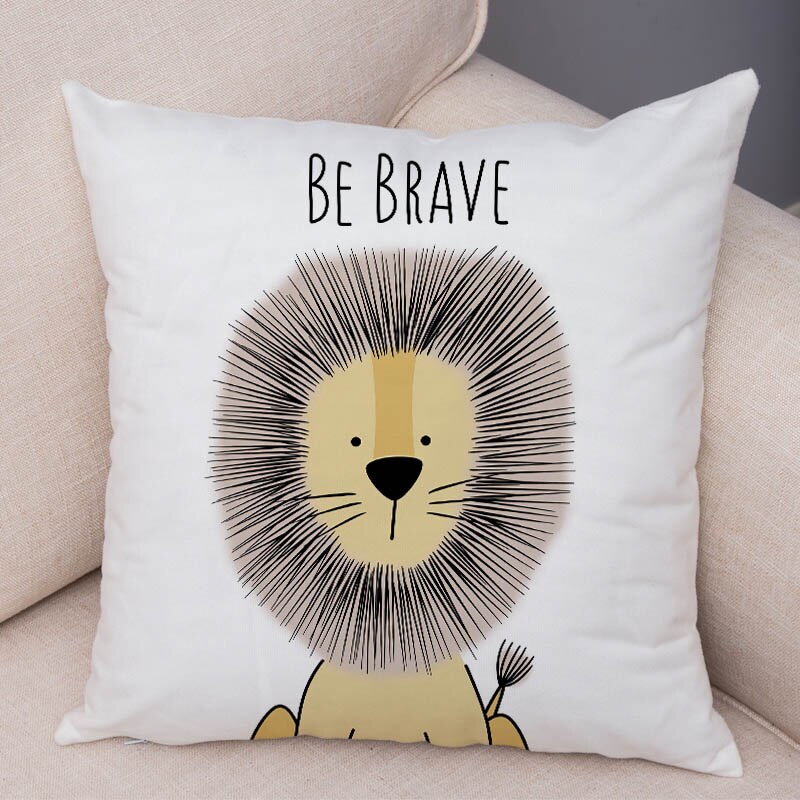 Nordique zèbre hippopotame girafe Lion Crocodile taie d'oreiller décor Animal housse de coussin pour canapé taie d'oreiller taies d'oreiller 45x45cm: H04