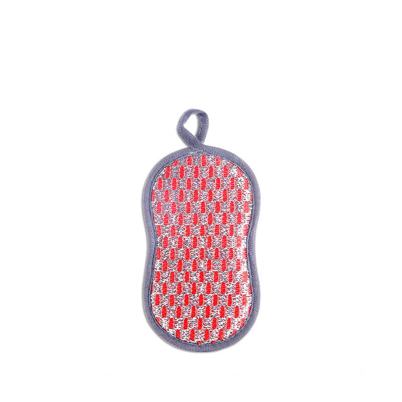 Esponja de limpieza reutilizable para plato de microfibra, estropajo de doble cara, paños sin raspar, Gadget de cocina de descontaminación eficiente: Red