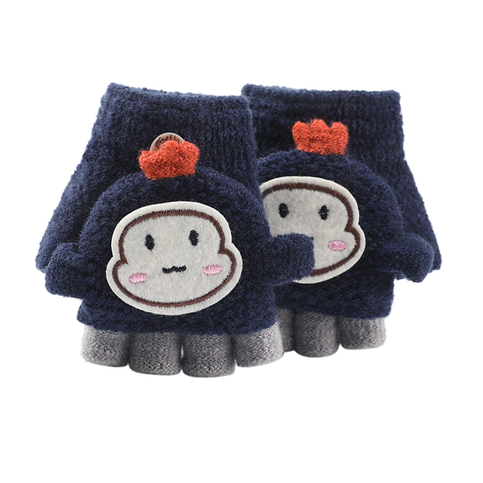 Handschuhe Art warme handschuhe Weiche Cabrio kippen oben Handschuhe freundlicher Baby Winter warm stricken Halbhand Fäustling варежки женские зимние: Marine