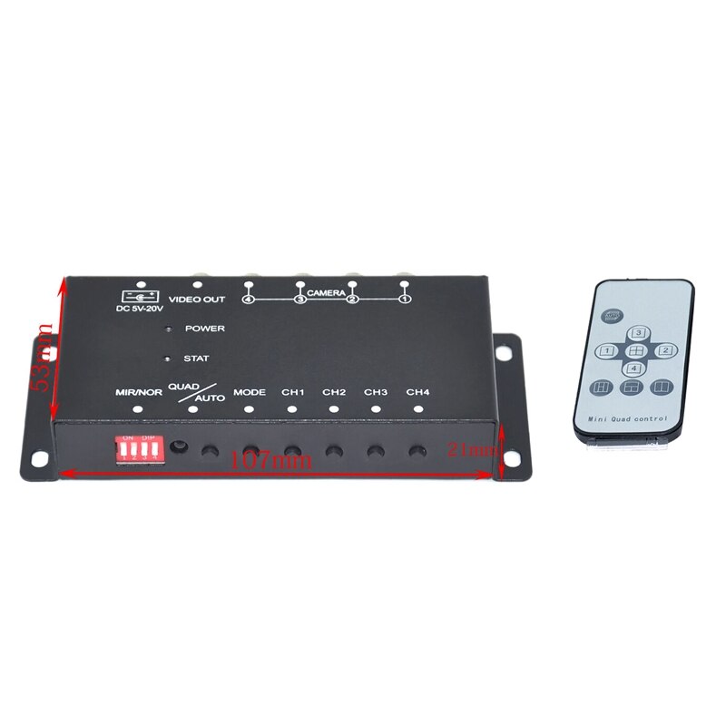 Car 4-Way Video Switch Parking Camera 4 View Image Split-Screen Control Box Trim