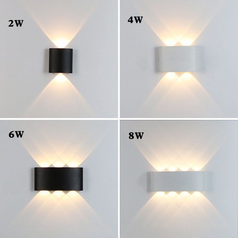 Lámpara LED de pared impermeable para jardín, luz de pared de aluminio para interior, candelabro para sala de estar, balcón, luz de mesita de noche, CA de 110V, 220V