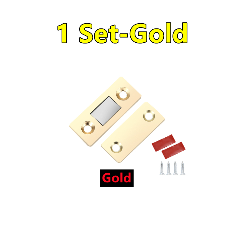 6-1Set Strong Magnetic Cabinet Catches Ultra-Thin Door Magnets Stops Invisible Adhesive Drawer Magnet Catch for Kitchen Closer: Black/Gold