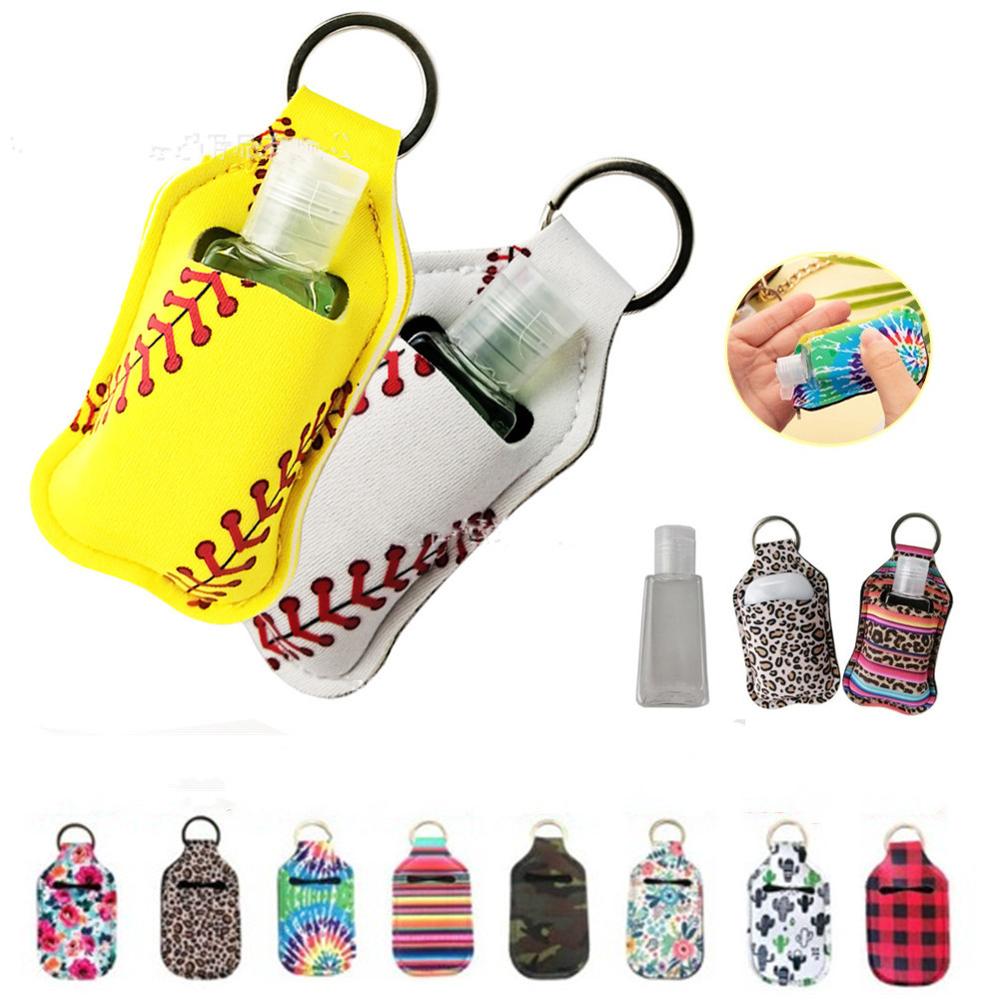 Hand Sanitizer Travel Bottle with leather case Refillable Containers 30ml Flip Cap Reusable empty bottles with Keychain Carrier