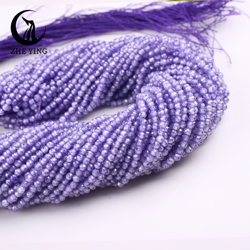 Zhe Ying 3mm Faceted Dark Blue Zircon Beads Small AAA Cubic Zirconia Beads for Bracelet Making DIY Jewelry Accessories: Beige