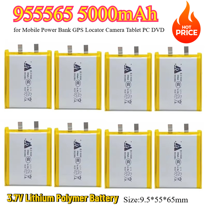 3,7 V 5000 mAh 955565 Lipo-Akku, wiederaufladbare Lithium-Polymer-Akkus für mobile Powerbank, GPS-Locator, Kamera, Tablet, PC, DVD