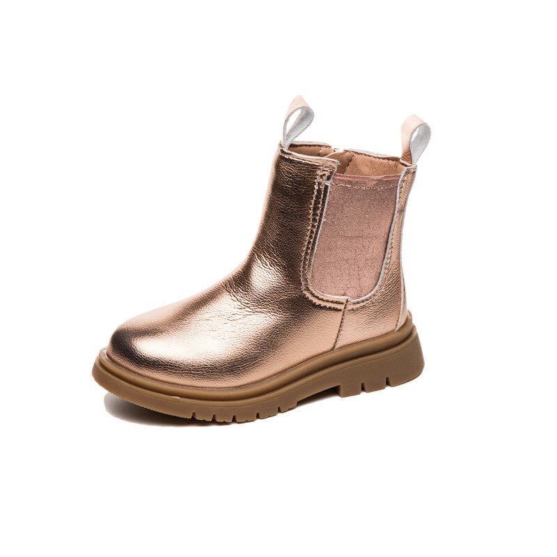Neue Winter Stiefel für Mädchen Herbst PU Leder Schule Boy Casual Schuhe Einzigen Stiefel Kinder Mädchen Martin Stiefel e102: Gold / 34(Inner 20.5CM)