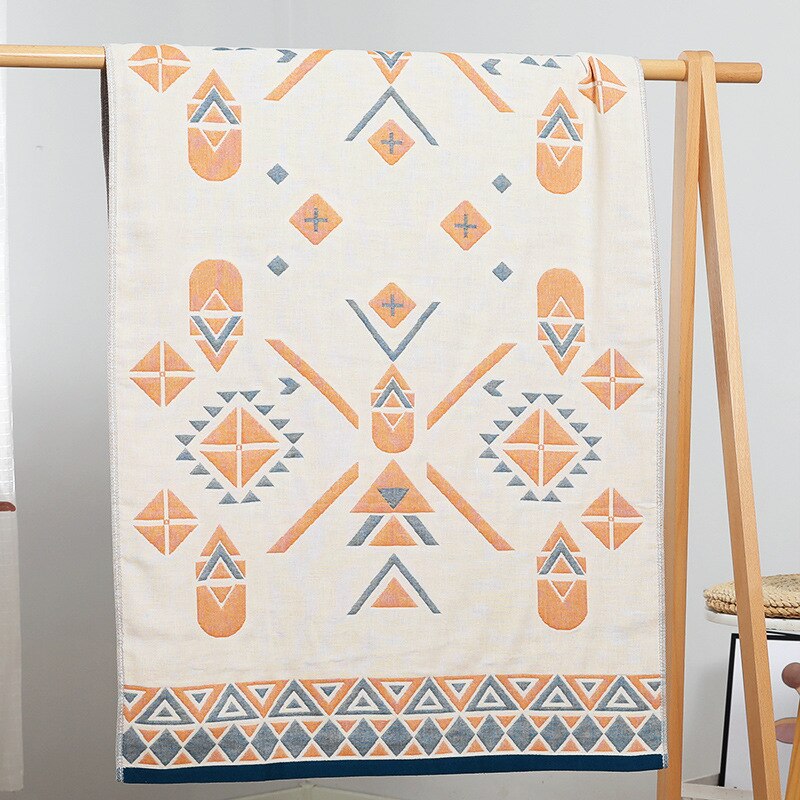 Geometric Printed Pattern Towels Soft Cotton Water Absrbent Bath Towel for Home Use Hotel Spa Service Bathing Accessories: blue 2