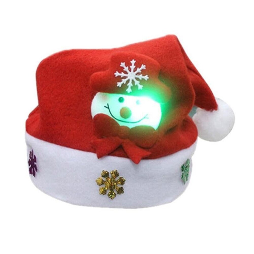 Navidad LED Gorro con luz de dibujos animados Santa Claus/ALCE/muñeco de nieve gorra de Navidad para adultos niños JS23: Kids Snowman