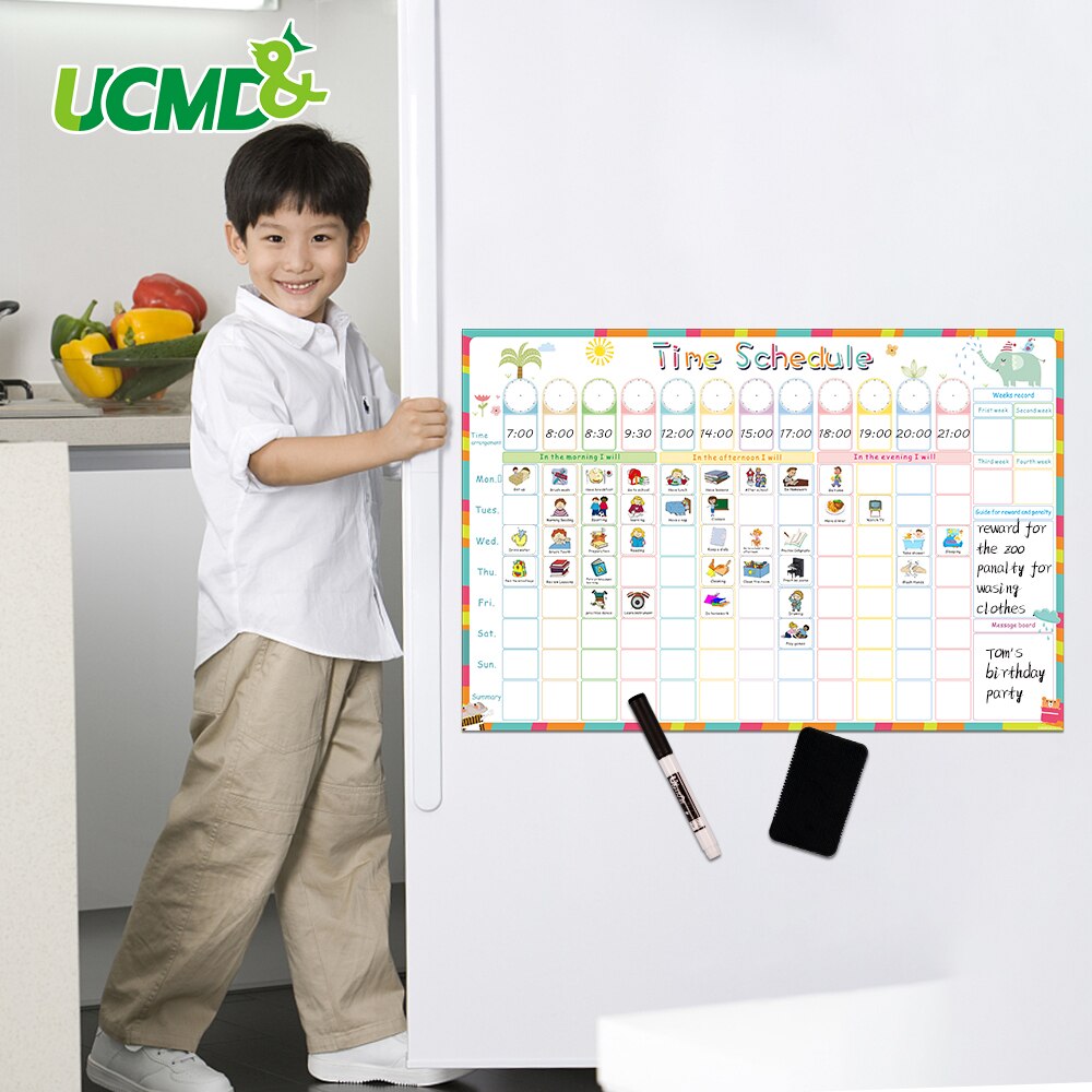 Magnetisk tidsplan kalender hold magneter whiteboard adfærd belønning diagram 40 stk magnetiske gøremål kort børn pædagogisk legetøj