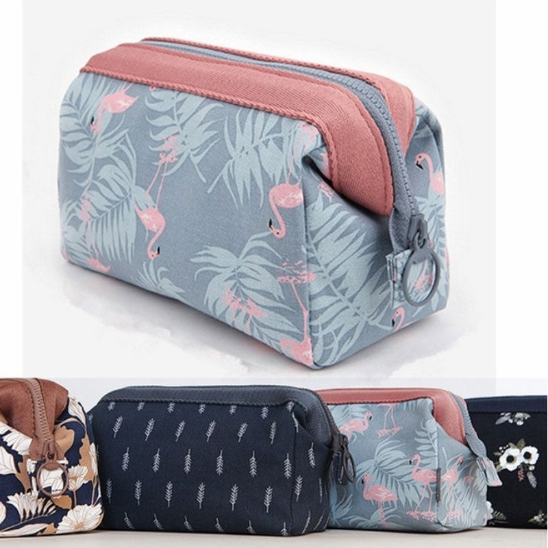 Sac de maquillage grande capacité pour fille, décontracté la avec motif flamand rose pour femme