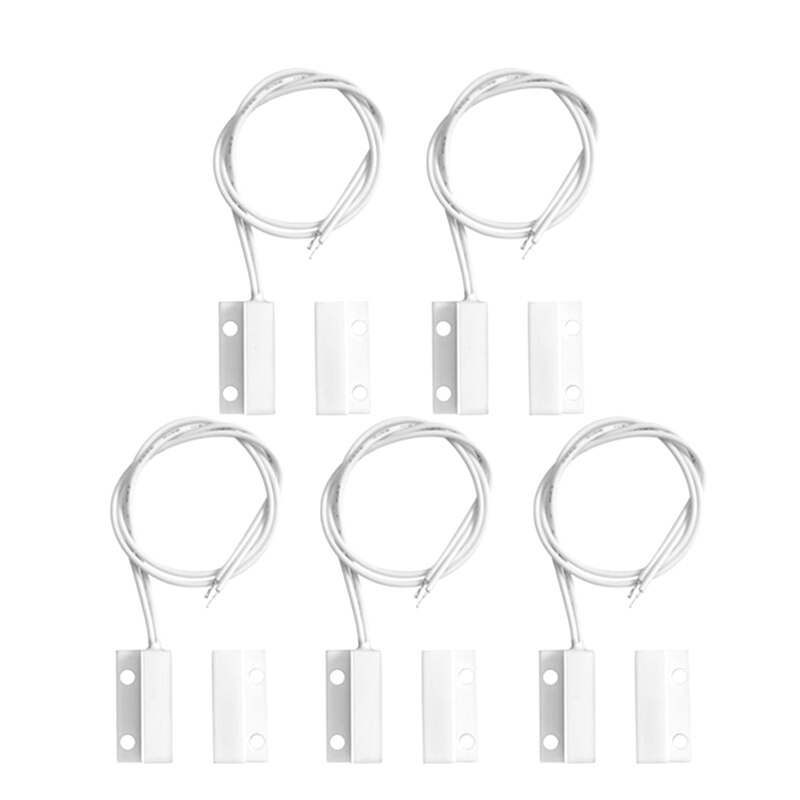 5 uds Mc-38 interruptor magnético con Sensor de ventana de puerta con cable para sistema de alarma de casa, cuando el Sensor está junto, normalmente cerrado Nc