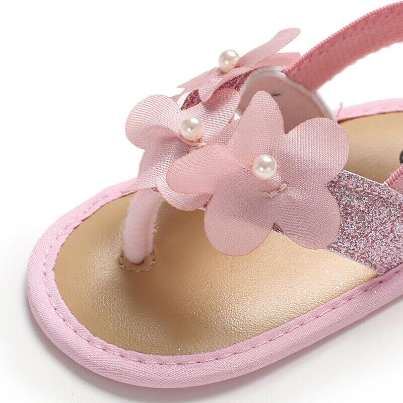 2019 Sapatas Das Meninas Do Bebê Floral Linda Princesa Flor Sandálias Romanas Plana Não-Escorregar Sneakers Sola Macia Bebê Recém-nascido