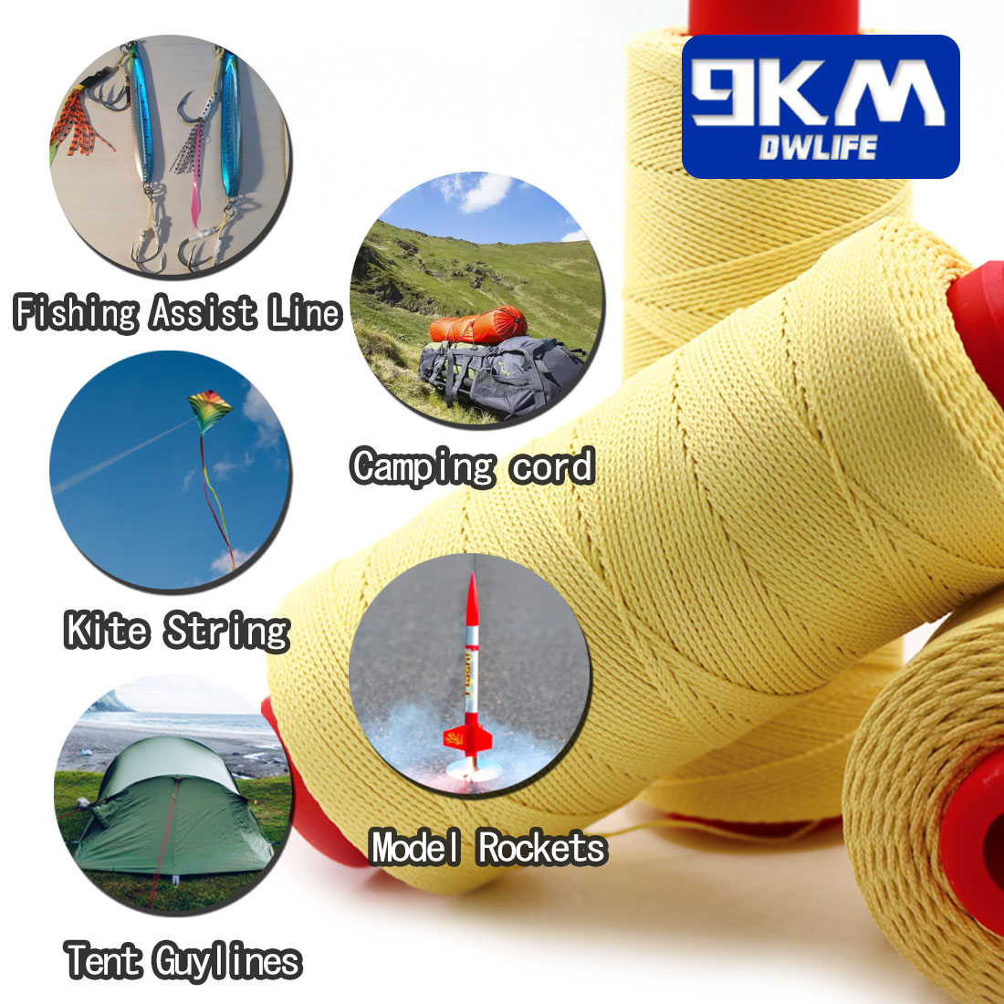 Línea de Kevlar trenzada de 0,4 ~ 3,5mm, línea de asistencia para pesca, alta resistencia a la tracción, cuerda para cometa voladora, Camping, senderismo, cable para exteriores