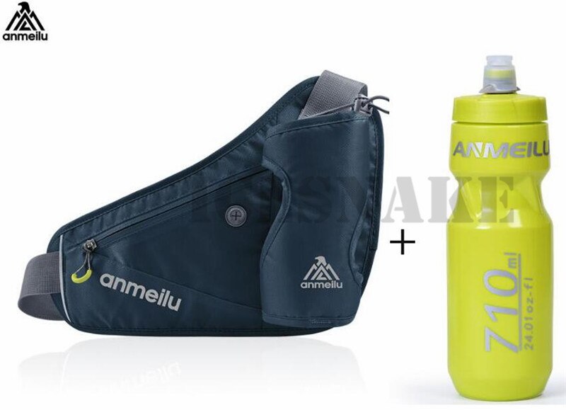 ANMEILU Mannen Vrouwen Running Taille Pack Hydratatie Riem Voor 710 ml Water Flessen Hip Pouch voor Marathon Running Wandelen Fietsen: Navy Blue With Bottl