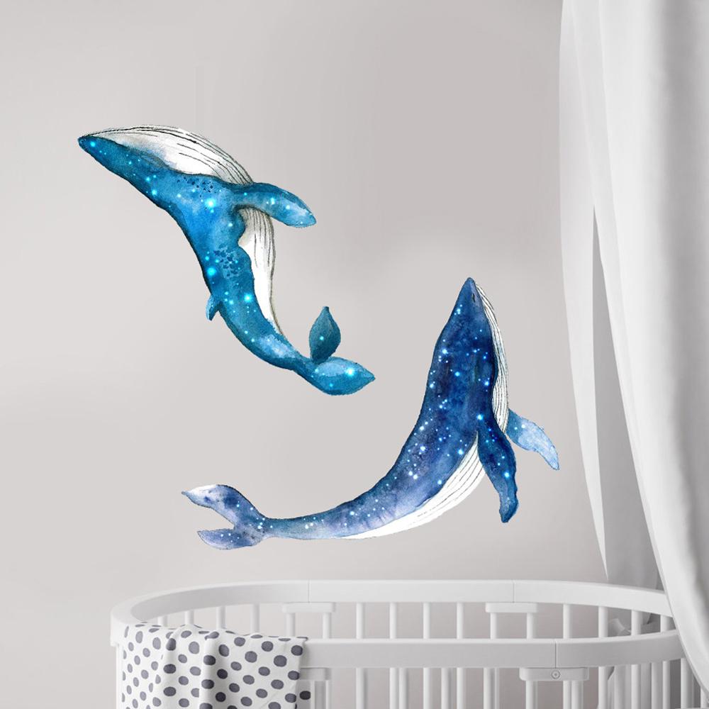 Stjernehimmel hval wallsticker hjem vægdekoration stue børneværelse indretning tapet havdyr klistermærker
