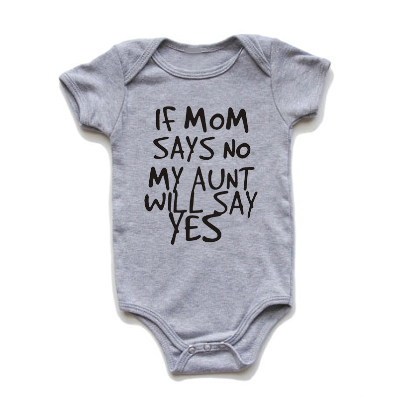 Se Mamma Dice No Mia Zia Dirà Sì Cotone Tuta Del Bambino Del Manicotto Del Bicchierino Del Bambino Della Ragazza Infantile Tutina Body Neonato del bambino Vestiti del ragazzo