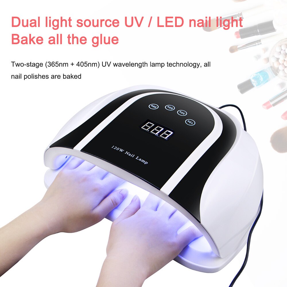 Lámpara de uñas LED UV de 120W, 54 Uds., LED de alta potencia para esmalte de Gel, curado de esmalte de Gel con detección de movimiento