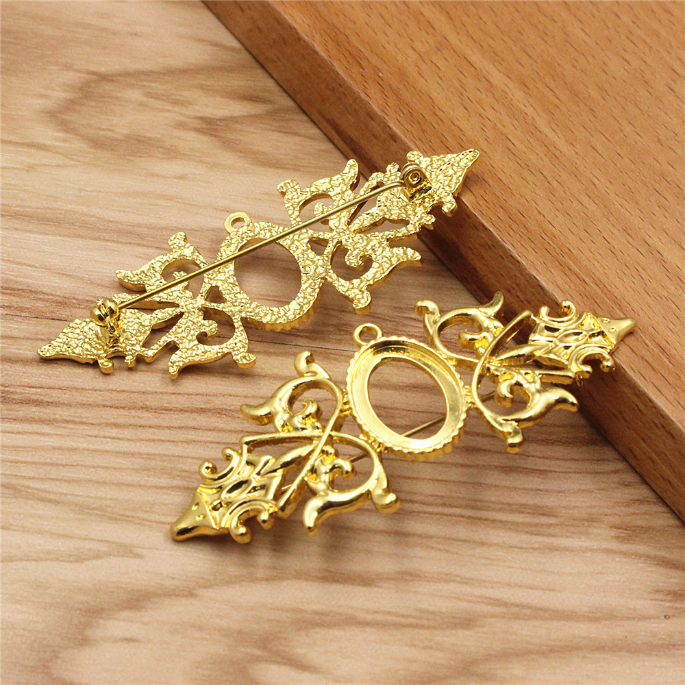 Onebeading Fit 13x18mm Vintage Oval Brooch Blank Setting Bezel Tray Base Cabochons For DIY Making Accessories 5Pcs K06231
