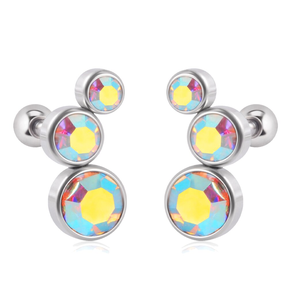 2 PZ 361 Acciaio Chirurgico di Cristallo dell'orecchio Trago Cartilagine Orecchini 16G Tre Zircone Lobo elica Daith Orecchino Penetranti Gioielli per Il Corpo: Rame antico placcato