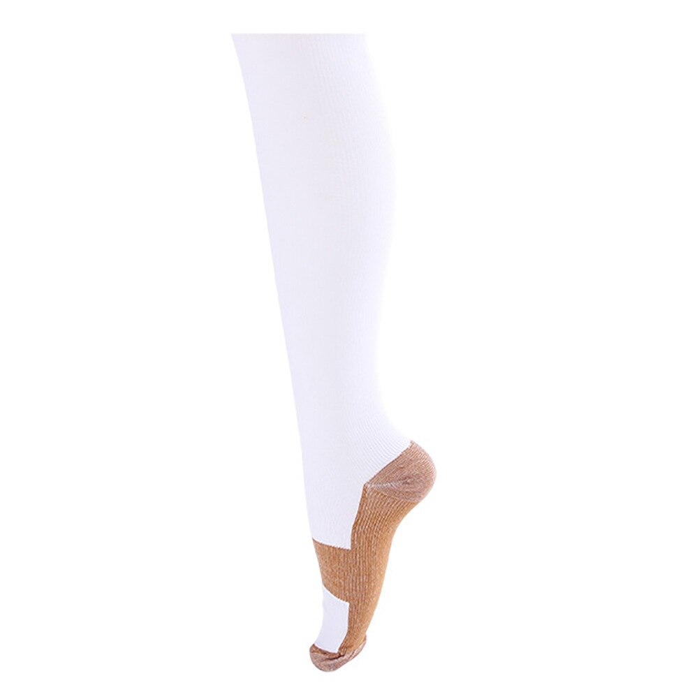 Men Women Copper Fiber Long Socks Compression Pressure Stockings Outdoor Sports Running Socks 15-20mmHg: W / S/M