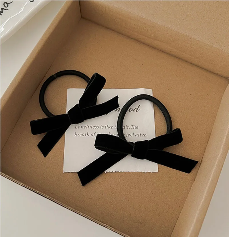 Pinza para el pelo con lazo pequeño de terciopelo negro Vintage para mujeres y niñas, Cinta Larga para boda, horquillas coreanas, pasador, accesorios para el cabello, 1/2 piezas: YELLOW