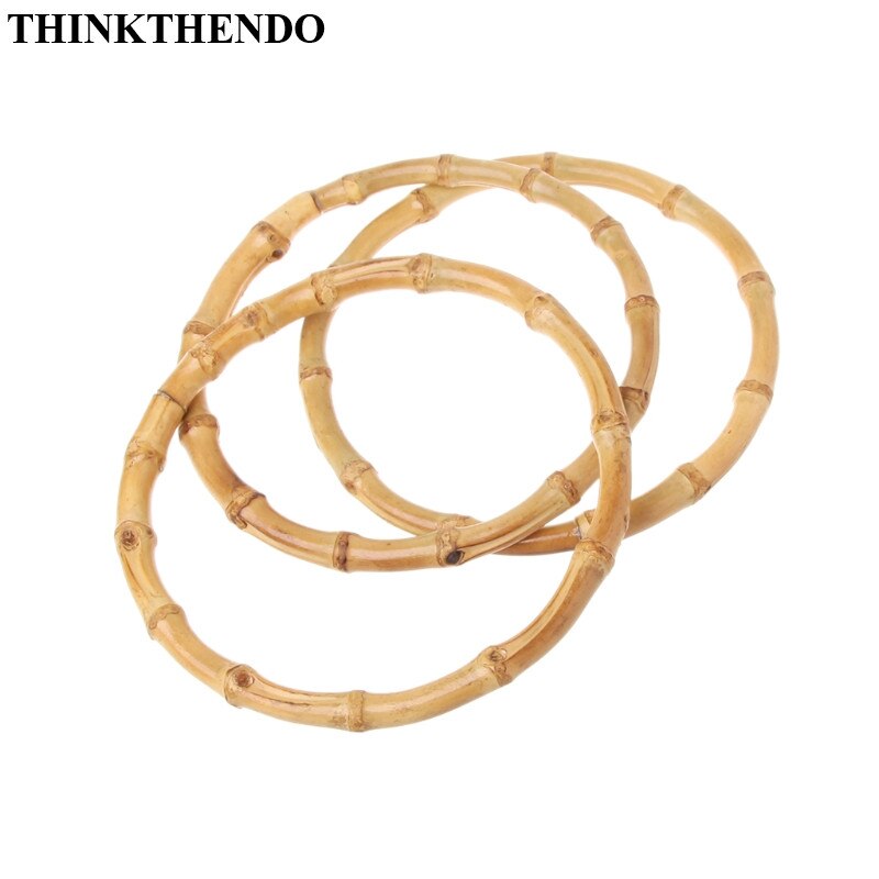 THINKTHENDO Round Bamboo Bag Handle for Handcrafted Handbag DIY Bags Accessories