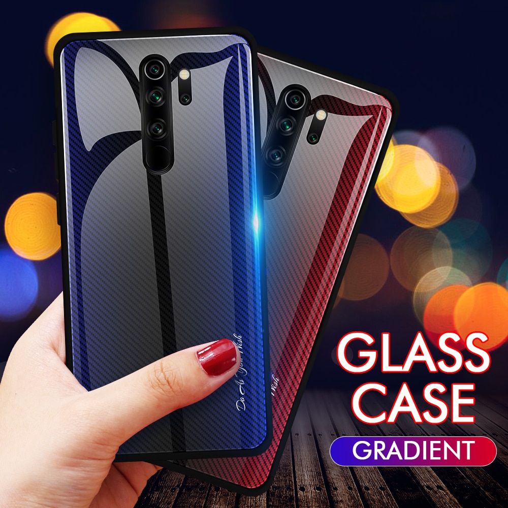 Gradient Tempered Glass Case For Xiaomi Redmi Note 8 Pro TPU Bumper Full Protective Back Cover on Redmi 8A 8 Note 8 Case