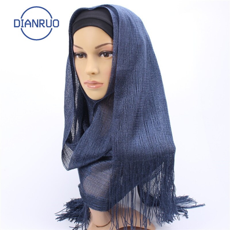 Dianruo suosittu yksivärinen naisten huivi shaalipanta femme bandana tupsut pitsi muslimi hijabit pehmeät päähuivit  n207