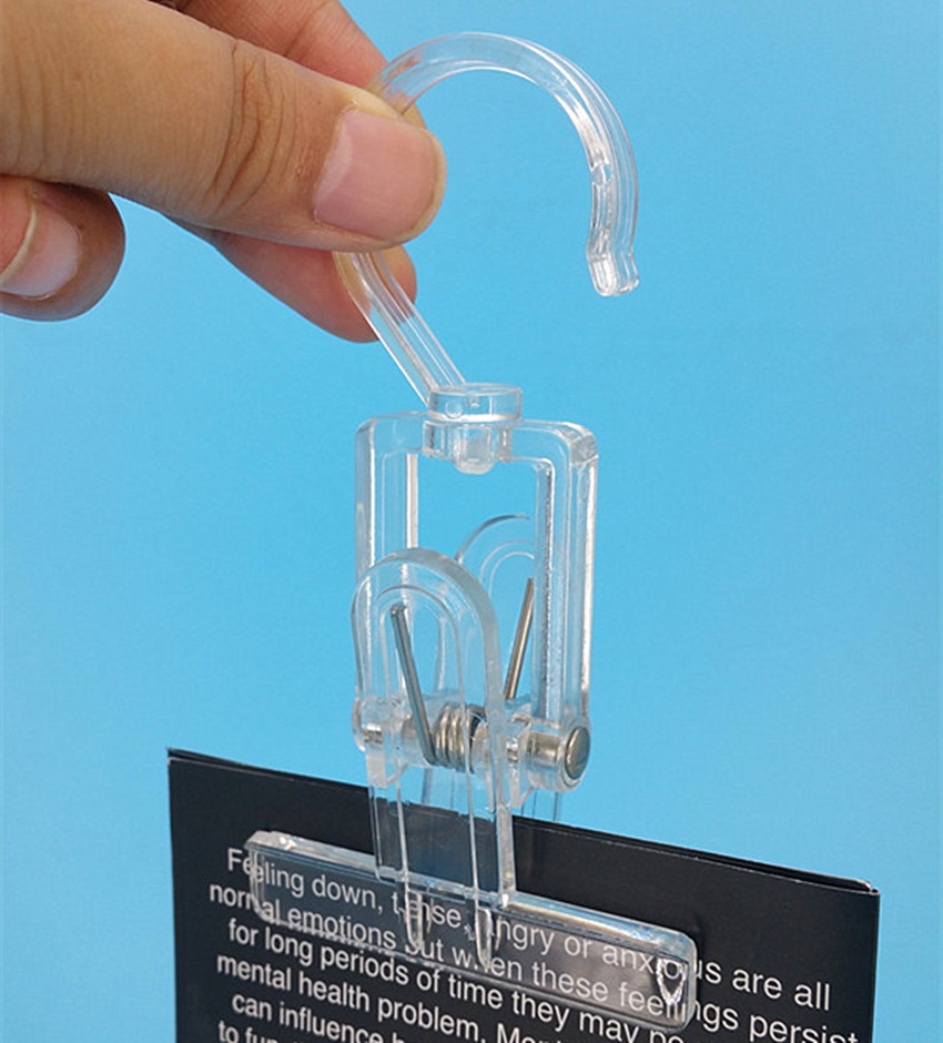 Plastic Clear POP Sign Display Clip Holder Rotatable With Strong Gripping Fri Hanging Poster PVC Foam Board 10pcs