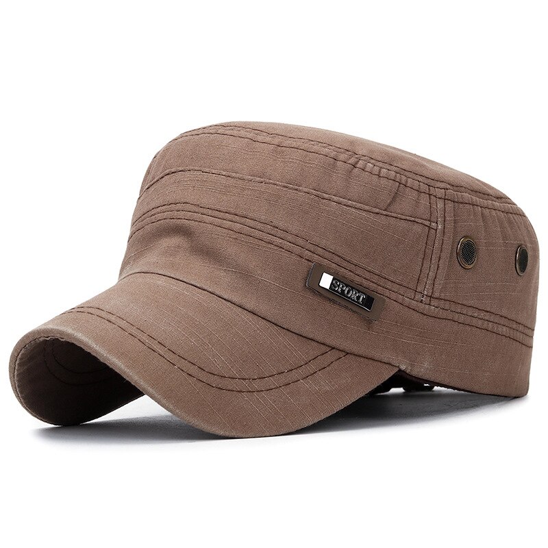Male Flat Top Cap Cotton Comfortable Baseball Caps Simple All-match Retro Adjustable Casual Adult Sun Hats For Men: A-Auburn