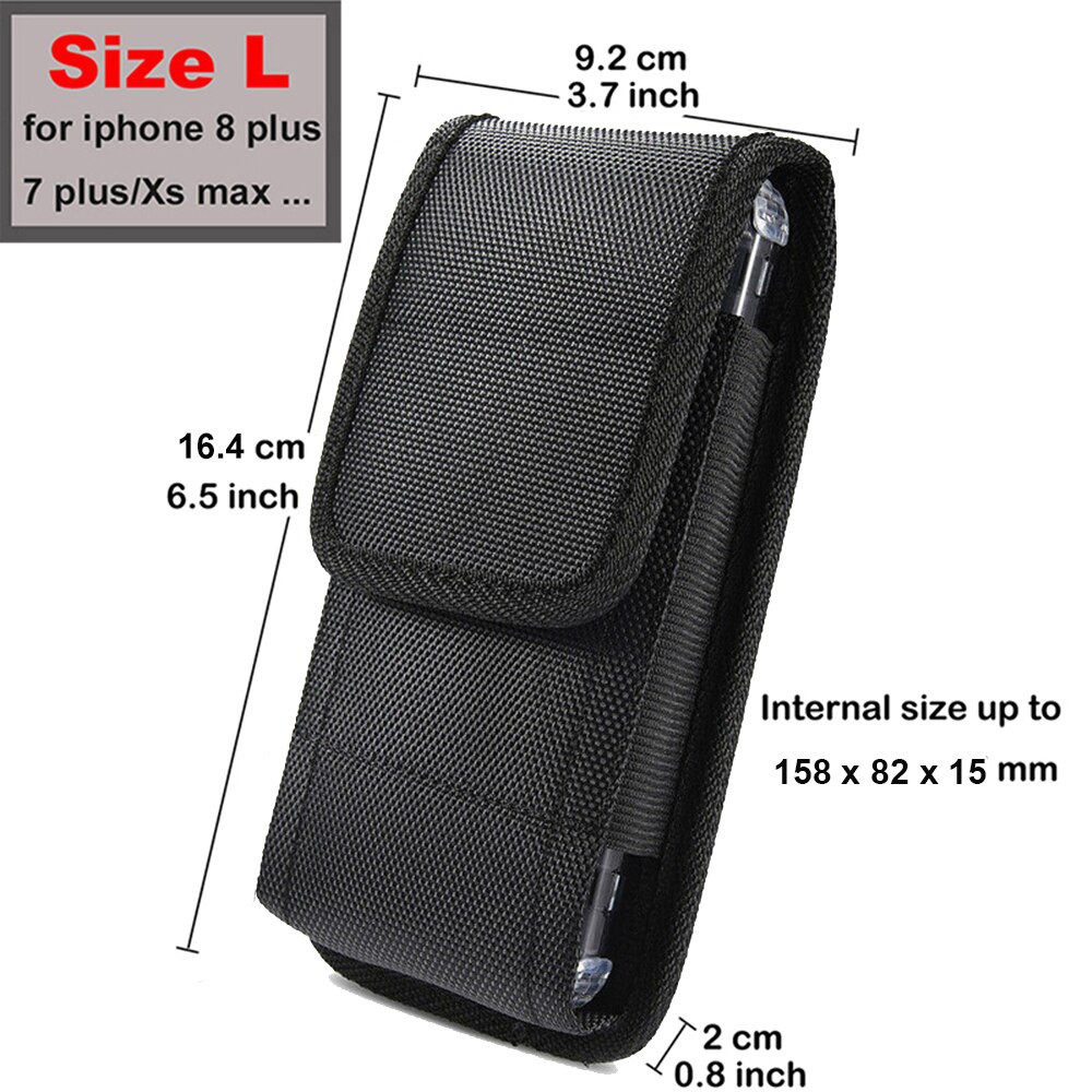 Case Voor Samsung Galaxy A01 A10E A10S A30 A31 A41 A51 M21 M30S M31 S11E Riem Clip Holster Nylon Taille zak Verticale Cover Pouch: Size L