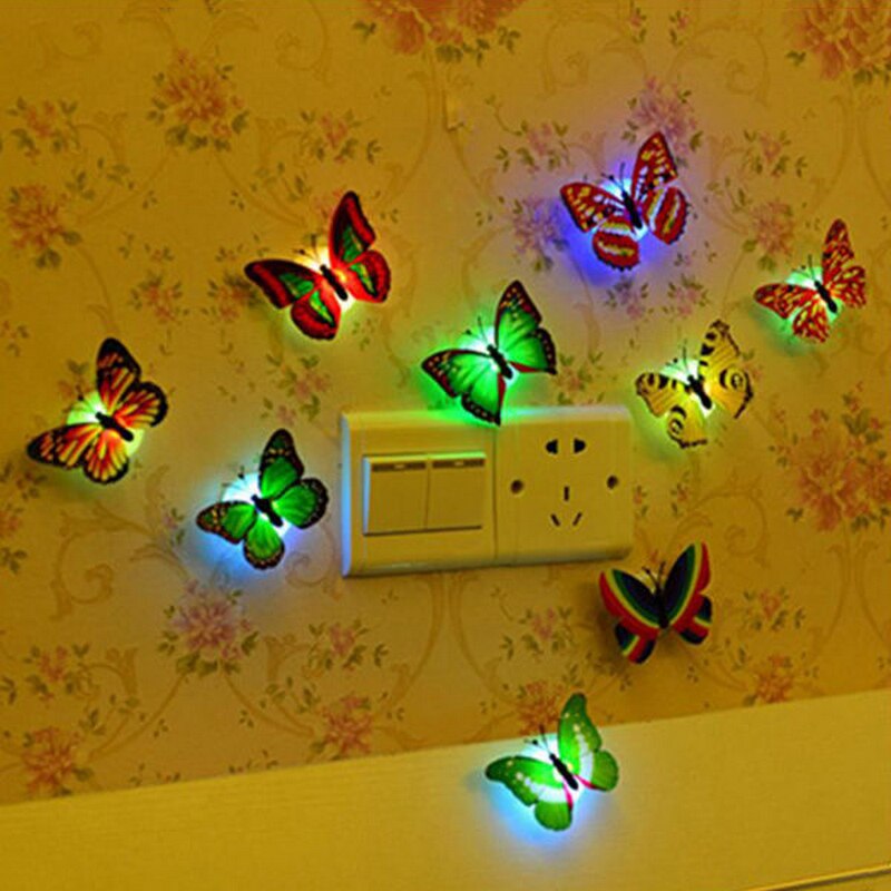 Vlinder Vorm LED Nachtlampje Led Kleur Veranderen Knipperende Kerst Muur Nightlights Muur Vlinder Decoratie Levert Led Lamp
