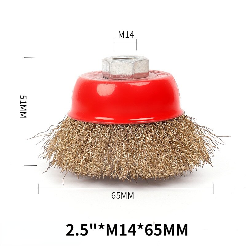 Metal Polishing Wheel / Cleaning Wire Brush / Bowl Type Grinding and Derusting Steel Wire Wheel with Nut / Angle Grinder: 2.5inch M14x65MM
