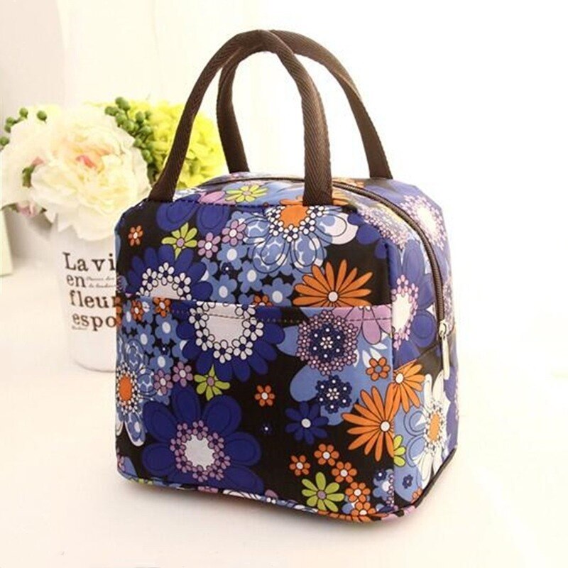 Printing Portable Lunch Bag Thermal Insulated Lunch Bags Tote Picnic Food Cooler Bag Bento Pouch Lunch Storage Case Lunchzak: purple