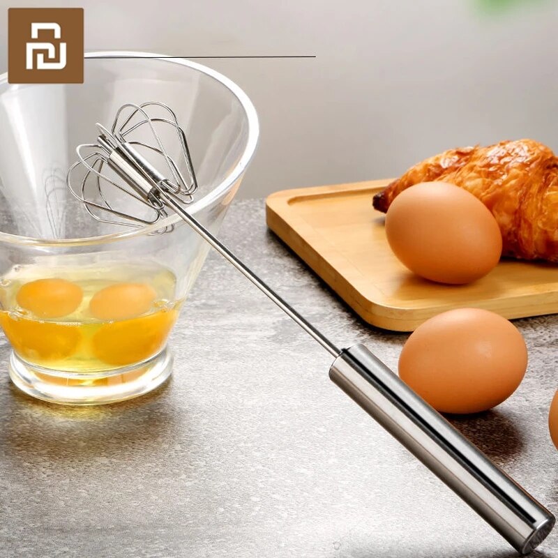 xiaomi Stainless Steel Hand Pressure Rotating Semi-Automatic Mixer Coffee Mixing Eggbeater Handheld Mixer Kitchen Cooking Tools