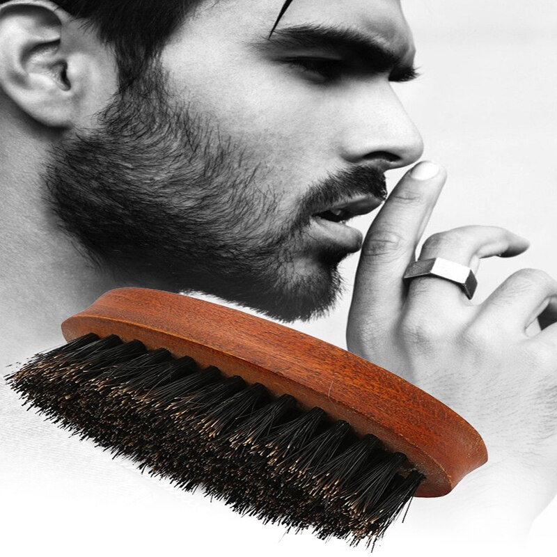 Wooden Handle Beard Brush Natural Wild Boar Bristle Shaving Wave Brush Brosse Barbe Tools Beard Shaping Tool Men Moustache