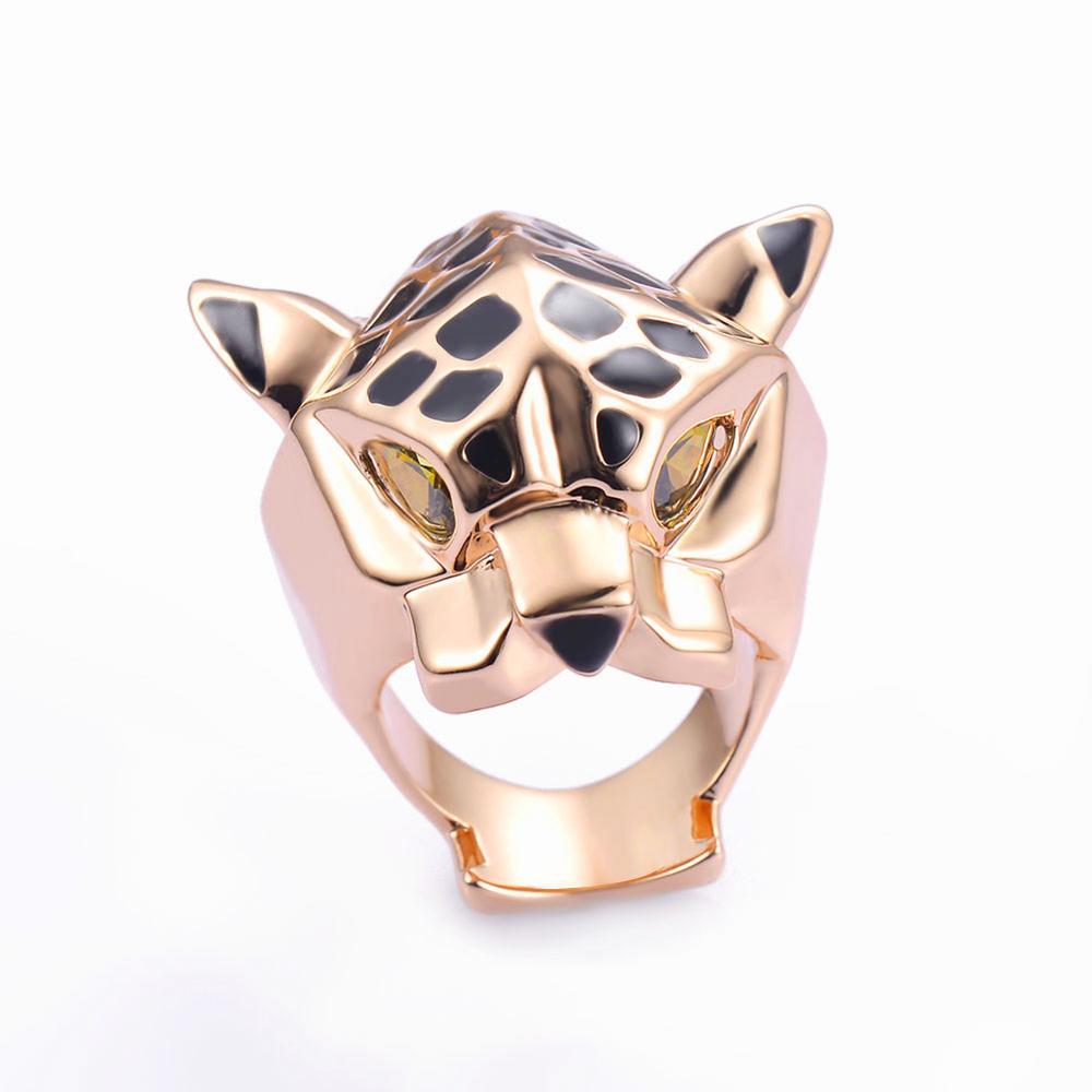 Leopard Man Woman Cocktail Statement Ring Green Zircon Eyes Jewelry Size 6/7/8/9