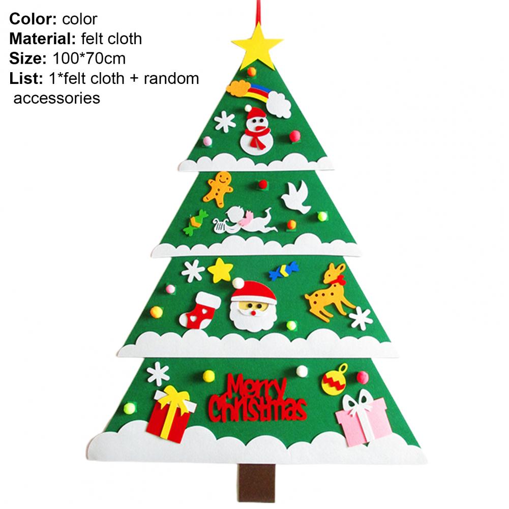 1 Set Felt Christmas Tree with Decoration Accessories Easy to Stick Detachable DIY Felt Christmas Tree Set for Kids