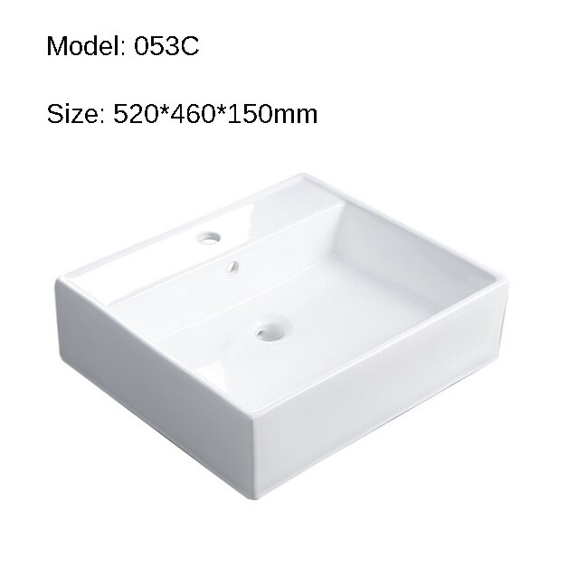 K-STAR Simple Pure White Countertop Sinks Ceramic Hanging Basin Integrated Basin Bathroom Wash Hand Basins: 053C